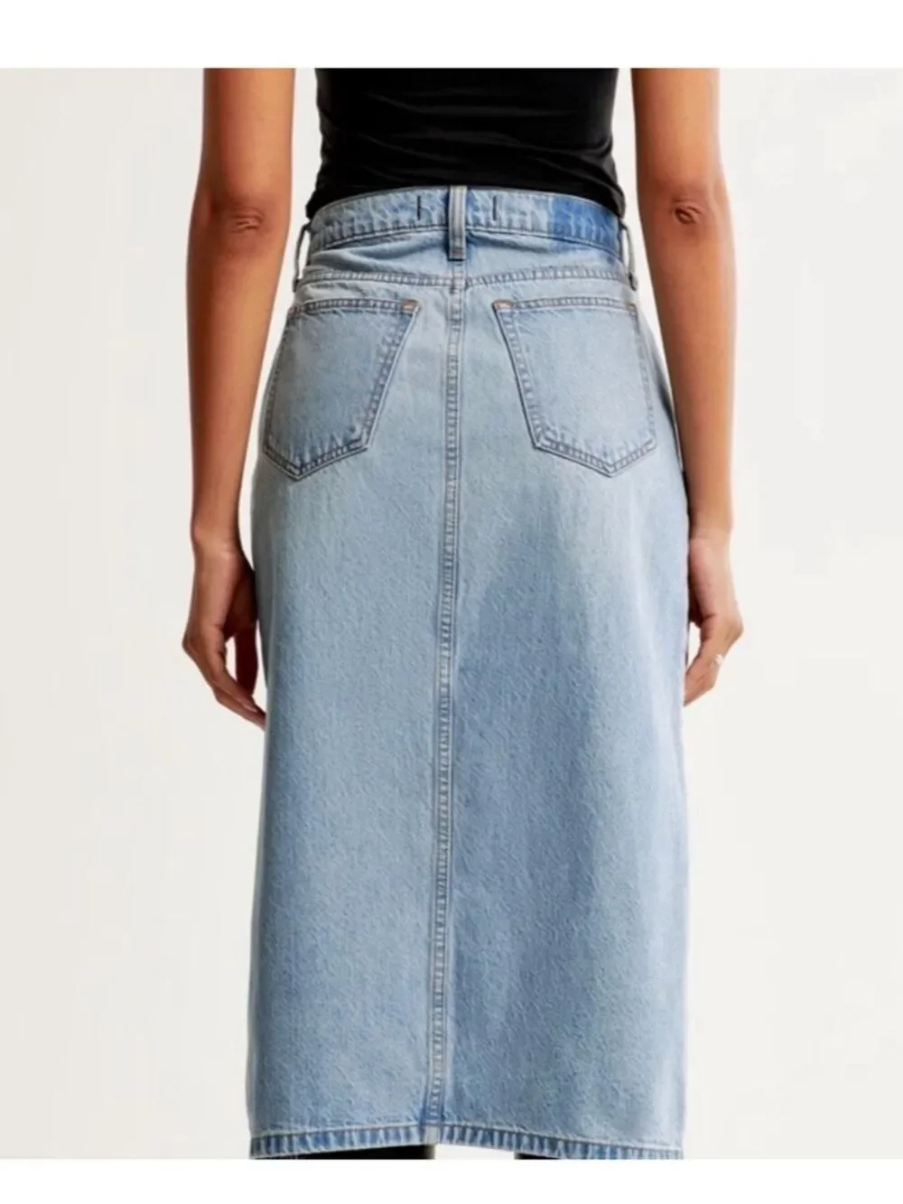 ABERCROMBIE & FITCH WOMENS HIGH RISE DENIM MIDI SKIRT 33/16